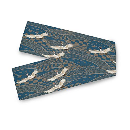 AUUXVA Table Runner Japanese Traditional Vintage Crane Pattern Durable Luxury Dresser Scarf Tabletop Cloth for Wedding Dining Table Holiday Party Kitchen Home Decoration 13x90in - color: Japanese Crane, size: 13x90(in)