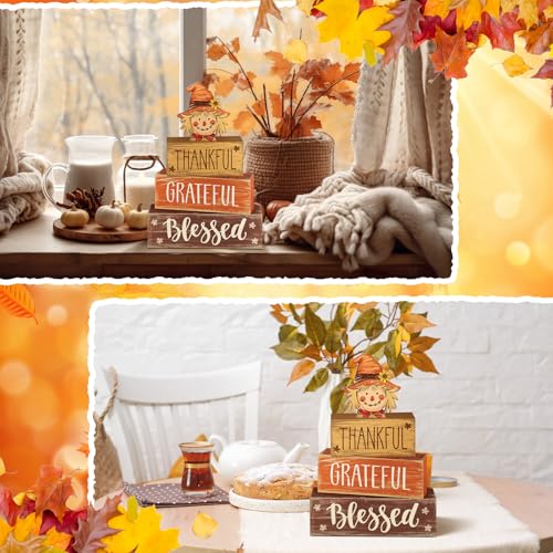 4 Pcs Fall Scarecrow Decor for Home Thanksgiving Scarecrow Centerpiece Sign - style: Funny Scarecrow