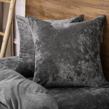 PHF Truly Velvet Euro Shams 26" x 26", Dark Grey, No Insert, 2 Pack - color: Dark Grey, size: 26" x 26" (Pack of 2)