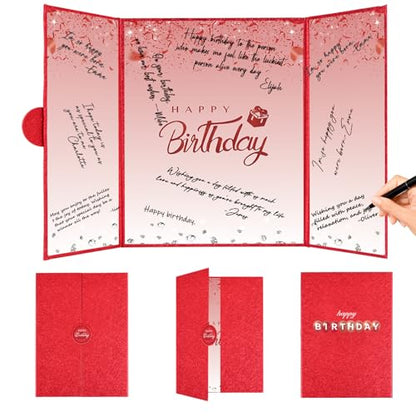 Crenics Red Happy Birthday Guest Signature Book Alternative 18" x 12" - color: Red