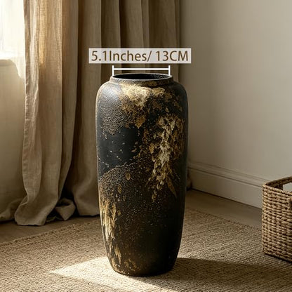 Rustic Ceramic Floor Vase, 15.7 Inch, Clay Farmhouse Decor - size: 15.7 Inch