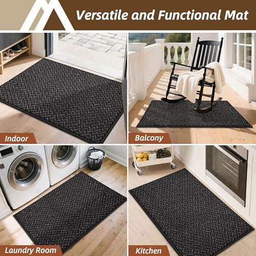 COSY HOMEER Dirt Trapper Door Mat 20"x32" Non Slip Washable Black - color: Black, size: 20" x 32"
