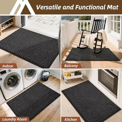 COSY HOMEER Dirt Trapper Door Mat 20"x32" Non Slip Washable Black - color: Black, size: 20" x 32"
