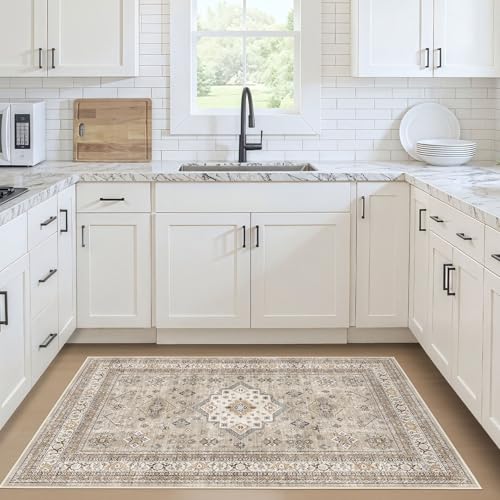 cotiled 3x5 Area Rug for Living Room, Washable, Traditional, Beige - color: Beige, size: 3' x 5' (Rectangular)