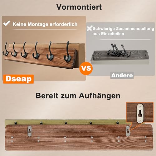 Dseap Coat Rack Wall: 24" Long, Patented, Heavy-Duty, 6-Double-Hooks Wooden Wall Mounted Coat Rack Coat Hanger Hook Rail for Winter Coats Hat Jacket Clothing, White & Black - color: White & Black, size: L=24"(1pcs)