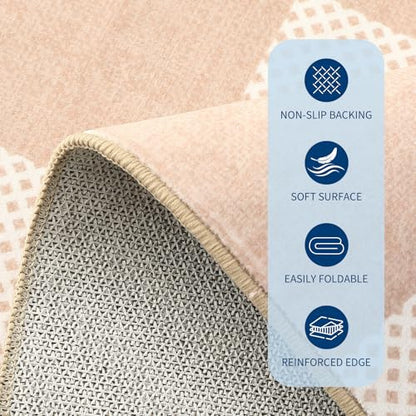 GarveeHome Checkered Blush Beige 6x9 Washable Rug Low-Pile Bedroom Nursery - color: Blush Beige, size: 6' x 9' (Rectangular)