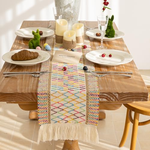 Keketoarrange Boho Macrame Table Runner 12x48 Inch - color: Colorful, size: 48"L