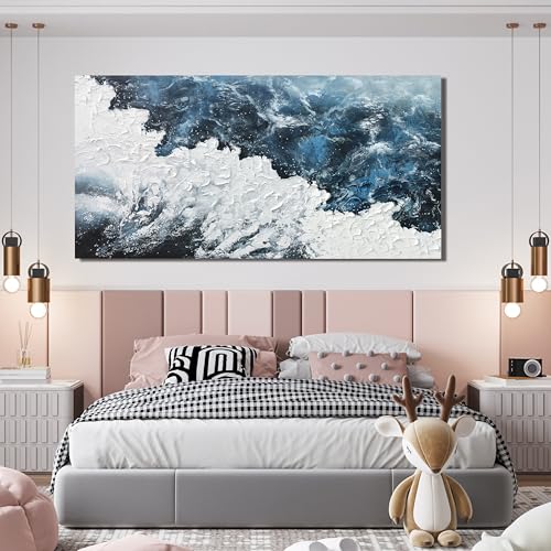 Blue White Wall Art Abstract Canvas Wall Pictures for Living Room 20"x40" - color: XY-01B, size: 40"L x 20"W