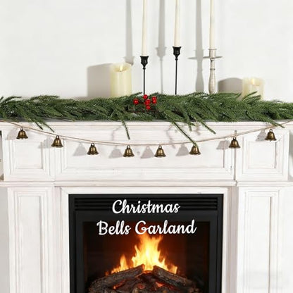 Christmas Decorations-Rustic Bells Garland for Xmas Tree Mantel Window Fireplace Home Wall Decor