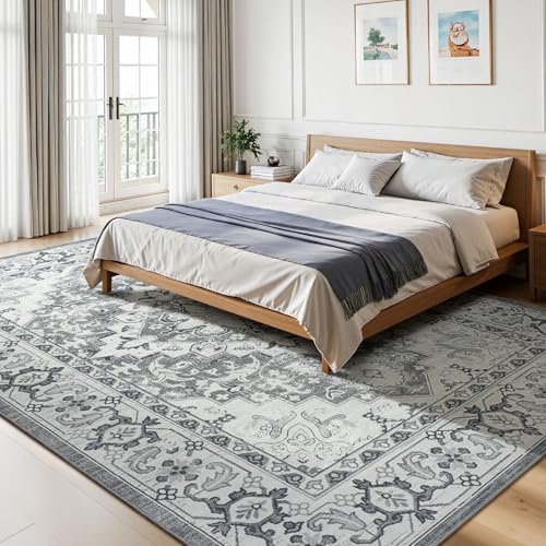Lessymo Area Rugs 7x10 for Living Room, Washable Rugs Non-Slip, Grey White - color: Grey Beige, size: 7' x 10' (Rectangular)
