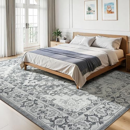 Lessymo Large Area Rugs 10x14 for Living Room, Washable Rug Boho Grey White - color: Grey Beige, size: 10' x 14' (Rectangular)