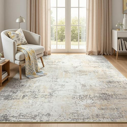 5x7 Area Rugs for Living Room Bedroom, Washable Non Slip Beige Rug - color: Beige, size: 5' x 7' (Rectangular)
