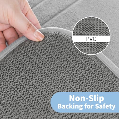 Cupic Cupid Memory Foam Toilet Rug 24"×20", U-Shaped Bath Mat, Deep Gray - color: Grey, size: 1'8" x 2' (24" x 20"（U-Shape）)