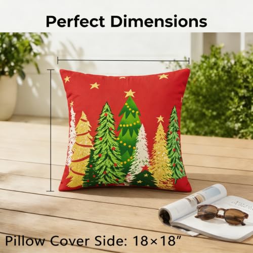 JMGBird Christmas Tree Outdoor Pillow Covers 18x18 Inch, Set of 2, Red, with Pillow Inserts Included - color: Paisley, size: 18" x 18" (Pack of 2)
