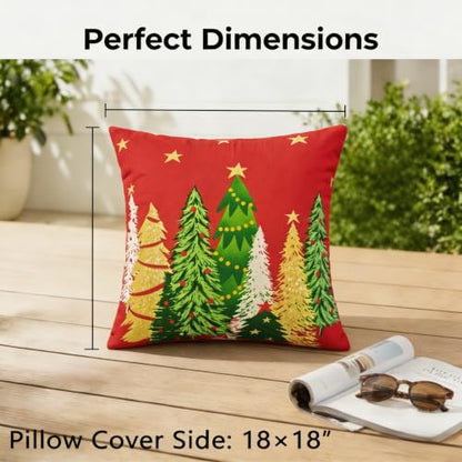 JMGBird Christmas Tree Outdoor Pillow Covers 18x18 Inch, Set of 2, Red, with Pillow Inserts Included - color: Paisley, size: 18" x 18" (Pack of 2)