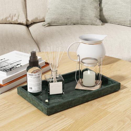 Marble Trays with Anti Slip Foot Pads,11.8x7.9x1.2in,Emerald Green - color: Emerald Green