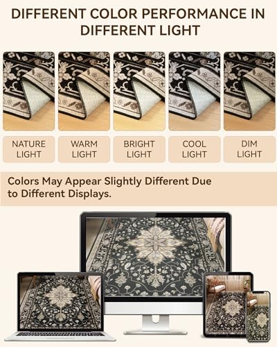 RELEANY Washable Area Rug, Runner 2'x10', Black/Neutral - color: Black/Neutral, size: 2' x 10' (Rectangular)