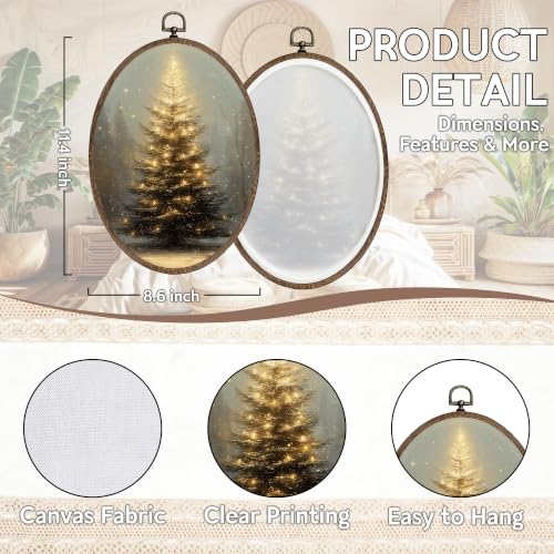 FLAWAFLOMA Christmas Tree Moody Oval Canvas Wall Art Decor 8.6x11.4 Inch - color: Christmas-16