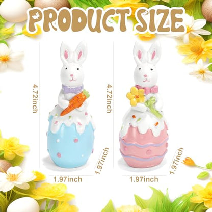 Easter Decorations Bunny Resin Decor Set of 2 Cute Rabbit Figurines