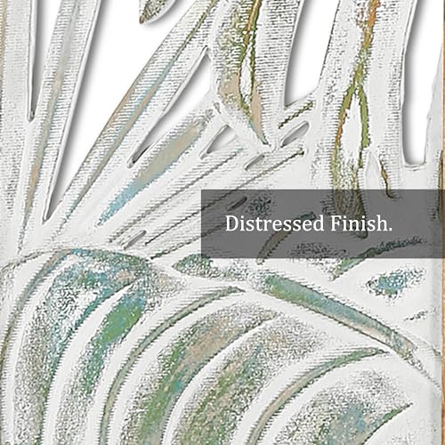 XIAOAIKA Boho Hand-Carved Tropical Leaf Wood Wall Art Panels, Set of 3 - color: STYLE I