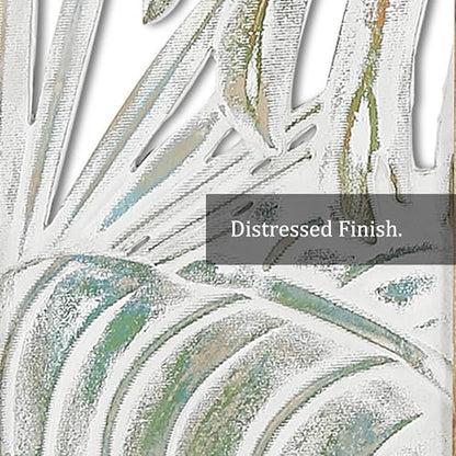 XIAOAIKA Boho Hand-Carved Tropical Leaf Wood Wall Art Panels, Set of 3 - color: STYLE I