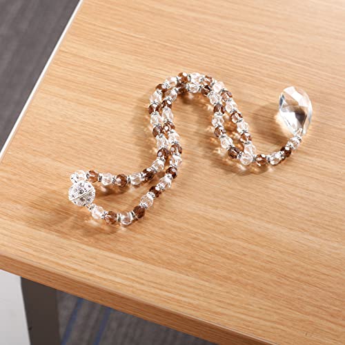 SUQ I OME Luxury Crystal Beaded Magnetic Curtain Tieback, Gray - color: Gray