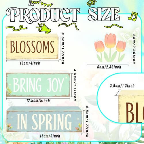 Spring Decoration Wooden Tiered Tray Decor – Tulip Blossoms Spring Stacked Block Sign with Floral Accent – Farmhouse Tabletop Spring Decor for Shelf Mantel Seasonal Home Display - style: Tulip