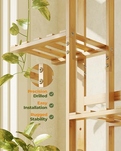 Bamworld Bamboo Plant Stand Indoor 6 Tiered Plant Shelf, Natural 48 Inch - color: Natural