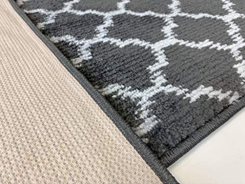 REMNAZ Custom Size Hallway Runner Rug, Trellis Dark Gray, 31 in x 7 ft - color: Trellis / Dark Grey, size: 31 inch Width X 7 Feet Length
