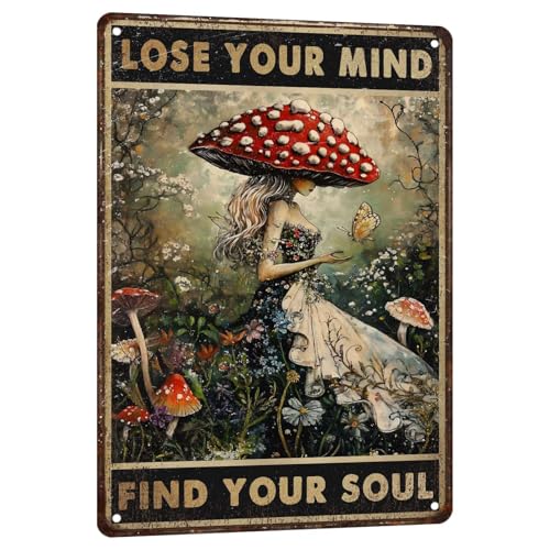 PEACHGARDEN Mushroom Kitchen Decor, Whimsigoth Decor Metal Sign, 8x12 Inch - color: Mushroom Kitchen Decor, size: 20X30cm(12*8in)