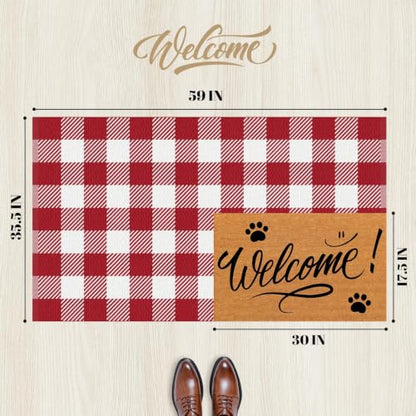 Outdoor Rugs, Red and White Area Rug Checkered 3’x 5’ - color: Red & White, size: 3' x 5' (Rectangular)