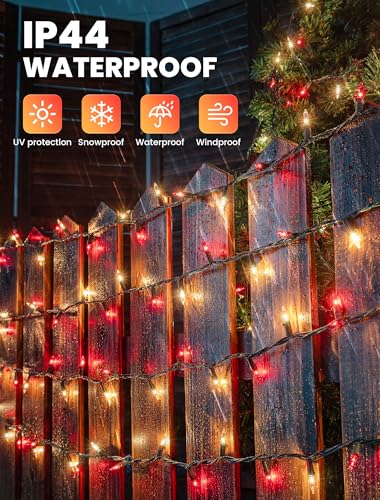Red and Warm White Christmas Lights,13FT 50 Count Mini Lights - color: Red Clear (Green Wire), size: 50 count