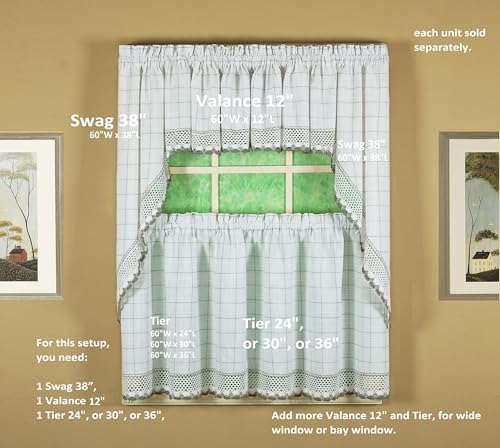 Today's Curtain Adirondack 2-Tone Crochet Tier 30", White/Gray, 60W x 30L - color: White/ Gray, size: 60"W x 30"L (Pack of 1)