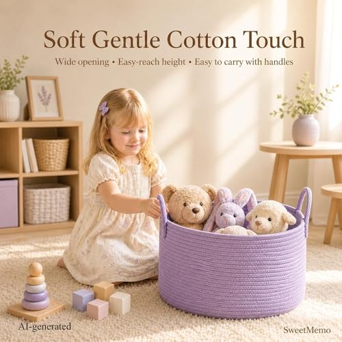 Extra Large Woven Gift Basket Empty for Girl, Women, Kids, Purple - color: Purple, size: Large