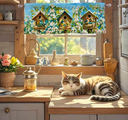 Birdhouse Floral Flower Window Curtain Valance 52X16 Inches - color: Birdhouse