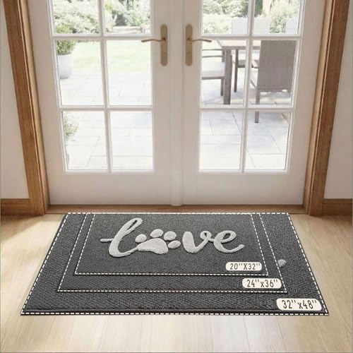 Bulijojo Dirt Trapper Door Mat, 20"x32" Non Slip Entrance Mat Grey - color: Grey, size: 1'8" x 2'8" (Rectangular)