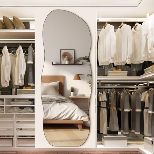 QDSSDECO 63" x 24" Full Length Mirror Irregular Wavy Mirror, Frameless - color: Wave