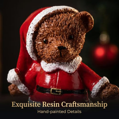 2-Piece Christmas Teddy Bear Figurines Christmas Decor Indoor