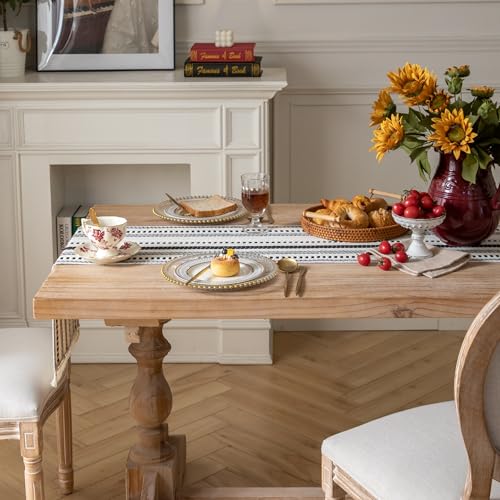 Caflife Black and Beige Woven Rustic Boho Table Runner 90 Inchs Long - color: Black, size: 13x90Inch