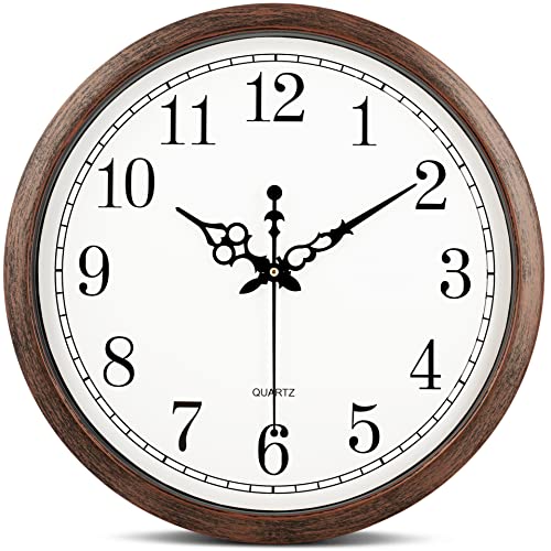 Bernhard Products Large Wall Clock 16 Inch Silent Non Ticking Movement Quartz Battery Operated Round Easy to Read Decorative Classic Brown Home/Kitchen/Office/Classroom/School Clocks, Black Numbers - color: Classic, size: 16 Inch