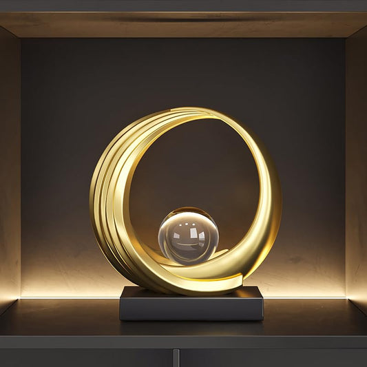 Golden Wave Resin Origami Statue Modern Abstract Home Decoration Emphasizes Abstract Office Desk Center Art Statue Table Family Bedroom Living Room Stripe Decoration (A) - color: A