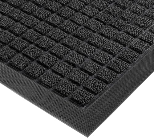 100pointONE Front Door Mat Outside Entrance, Dirt Trapper Doormat 48"x24" | Sturdy Indoor Outdoor Mat for Entryway, Non Slip Rubber Backing Welcome Floor Mats for Entry Patio Porch, All-Weather, Black - color: Rubber Squares Black, size: 2' x 4' (Rectangu