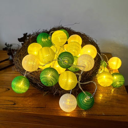 3M/10Ft 30 Green White Ball LED Battery Operated String Fairy Light - color: Green