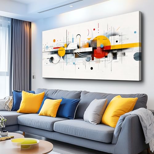 KELIYUAN Abstract Geometry Print Red Yellow Blue Minimalist Art Home Decor Abstract Modern Art Canvas Print Suitable For Living Room Bathroom Bedroom Wall Decor Can Be Hung Directly 20x40 Inches - color: Abstract Line Color Block Pictures, size: 40"L x 20