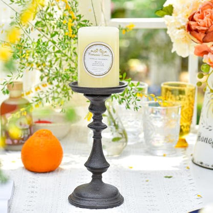 Sungmor Rustic Cast Iron Pillar Candle Holder, 7.8 Inches Tall - color: Medium - 7.8inch Tall