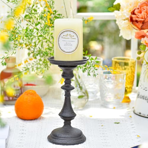 Sungmor Rustic Cast Iron Pillar Candle Holder, 7.8 Inches Tall - color: Medium - 7.8inch Tall