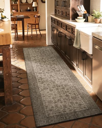 DEXI Kitchen Floor Mats Cushioned Anti Fatigue Runner Rug, 24x87 Brown - color: Mottled Brown, size: 87"L x 24"W x 0.4"Th