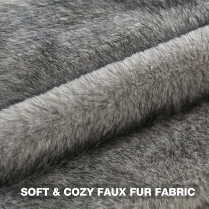 FUTEI Pack of 2 Faux Raccoon Fur Throw Pillow Covers 45 x 45 cm, Grey White - color: Grey White
