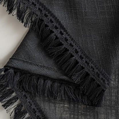 Beda Home Tassel Linen Textured Swag Curtain Valance, Black, 36 x 45 in - color: Black, size: 36"W x 45"L (Pack of 2)