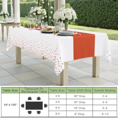 Smiry Disposable Rectangle Plastic 54 x 108 Inch Table Cloth 3 Pack - color: White and Terracotta